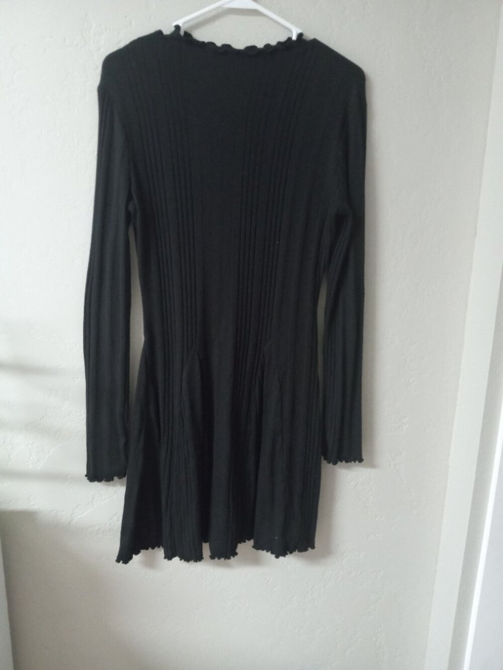SO Goods For Life Black Ribbed Lettuce Edge Knit Dress S